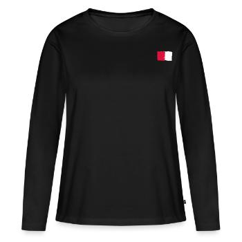 Rouge et blanc aspect usé - T-shirt manches longues Premium bio Femme - noir - Devant - Julia (174cm)