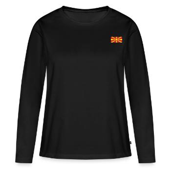 Drapeau de la Macédoine - T-shirt manches longues Premium bio Femme - noir - Devant - Julia (174cm)