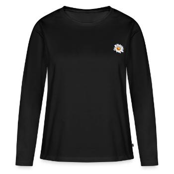 Daisies head flower - Women's Premium Organic Long Sleeve Shirt - black - Front - Julia (174cm)