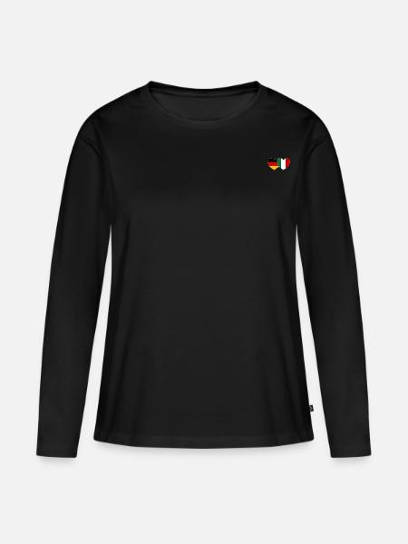 Deutschland Italien Flagge Herz - Frauen Premium Bio Langarmshirt - Schwarz