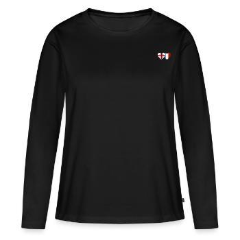 Géorgie France Drapeau Coeur - T-shirt manches longues Premium bio Femme - noir - Devant - Julia (174cm)
