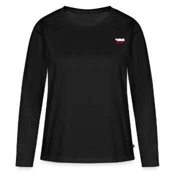 République tchèque Pologne Drapeau large - T-shirt manches longues Premium bio Femme - noir - Devant - Julia (174cm)
