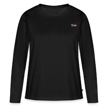 Iceland Mauritius Flag Heart - Women's Premium Organic Long Sleeve Shirt - black - Front - Julia (174cm)