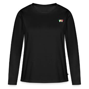 Irland Mexiko Flagge Herz - Frauen Premium Bio Langarmshirt - Schwarz - Vorne - Julia (174cm)