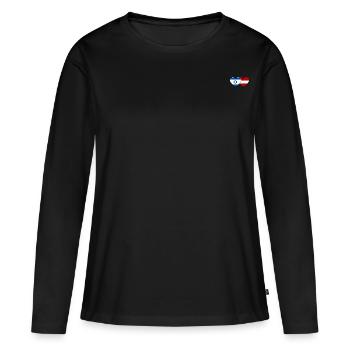 Israël Autriche drapeau coeur - T-shirt manches longues Premium bio Femme - noir - Devant - Julia (174cm)