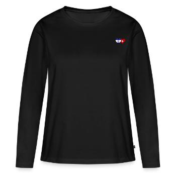 Israël Suisse Coeur Drapeau - T-shirt manches longues Premium bio Femme - noir - Devant - Julia (174cm)