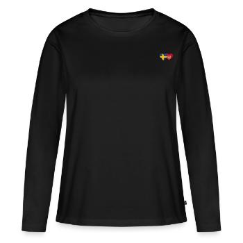 Schweden Montenegro Flagge - Frauen Premium Bio Langarmshirt - Schwarz - Vorne - Julia (174cm)