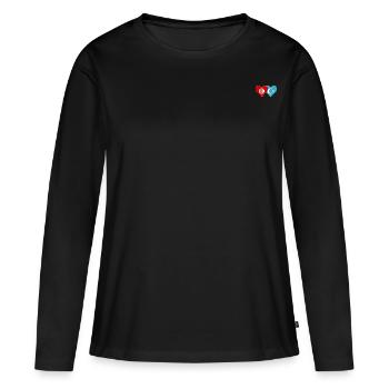 Tunesien Uiguren Flagge Herz - Frauen Premium Bio Langarmshirt - Schwarz - Vorne - Julia (174cm)