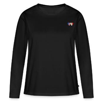 USA Meksiko Flagge Herz - Frauen Premium Bio Langarmshirt - Schwarz - Vorne - Julia (174cm)