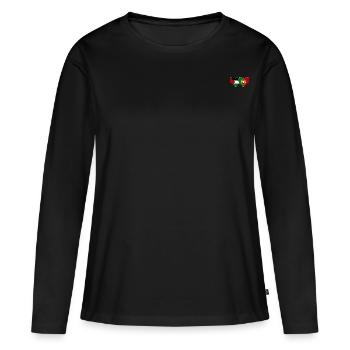 Palästina Portugal Flagge Herz - Frauen Premium Bio Langarmshirt - Schwarz - Vorne - Julia (174cm)
