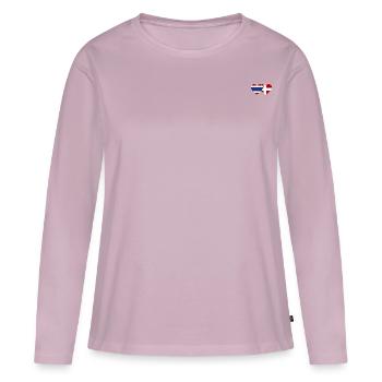 Coeur de drapeau Thaïlande Danemark - T-shirt manches longues Premium bio Femme - rose poudré - Devant - Julia (174cm)
