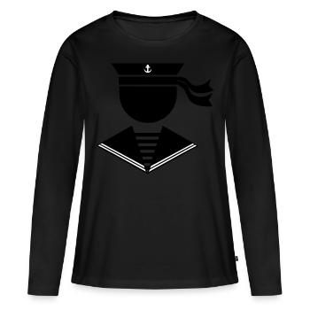 Marin - T-shirt manches longues Premium bio Femme - noir - Devant - Julia (174cm)