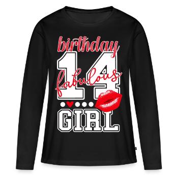 14 ans quatorze quatorze 14 ans fille cadeaux - T-shirt manches longues Premium bio Femme - noir - Devant - Julia (174cm)