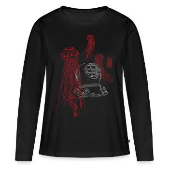 Mute cry from the sea, in white / red - Women's Premium Organic Long Sleeve Shirt - black - Front - Julia (174cm)