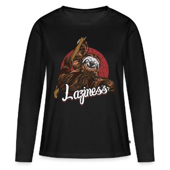 Faultier Faultiere Faulheit Geschenk Idee - Frauen Premium Bio Langarmshirt - Schwarz - Vorne - Julia (174cm)