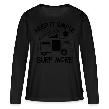 Keep it simple, surf more! - Frauen Premium Bio Langarmshirt - Schwarz - Vorne - Julia (174cm)