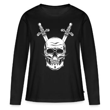Sabre de crâne de pirate crâne dagues sabre - T-shirt manches longues Premium bio Femme - noir - Devant - Julia (174cm)