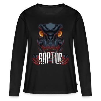 Dinosaure Dino Raptor - T-shirt manches longues Premium bio Femme - noir - Devant - Julia (174cm)