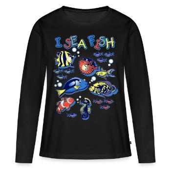 Je poisson de mer - T-shirt manches longues Premium bio Femme - noir - Devant - Julia (174cm)