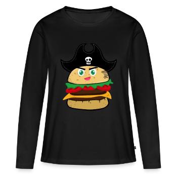 hamburger - T-shirt manches longues Premium bio Femme - noir - Devant - Julia (174cm)