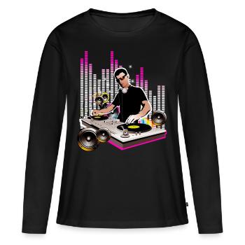 DJ - T-shirt manches longues Premium bio Femme - noir - Devant - Julia (174cm)