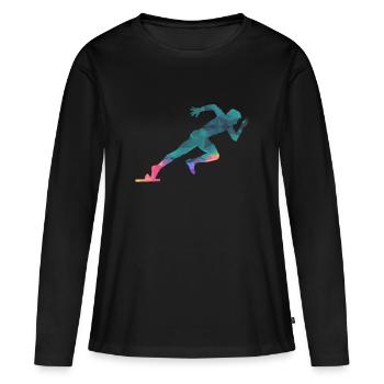 Sprinter Sprinten Läufer - Frauen Premium Bio Langarmshirt - Schwarz - Vorne - Julia (174cm)