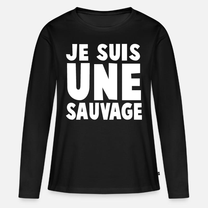 Ich bin ein WILD - Frauen Premium Bio Langarmshirt - Schwarz