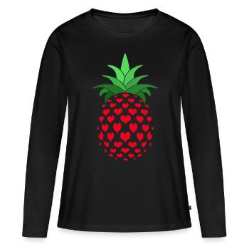 Ananas - T-shirt manches longues Premium bio Femme - noir - Devant - Julia (174cm)