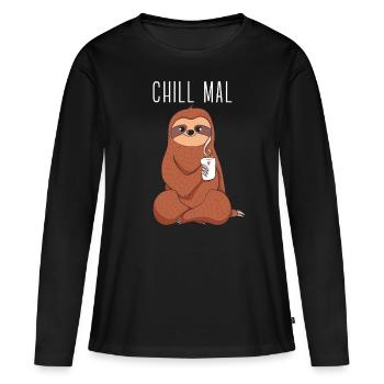 Paresseux - Chill fois - T-shirt manches longues Premium bio Femme - noir - Devant - Julia (174cm)
