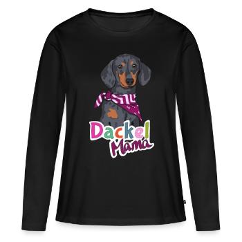 Dackel Mama / Dachshund Mom - Frauen Premium Bio Langarmshirt - Schwarz - Vorne - Julia (174cm)