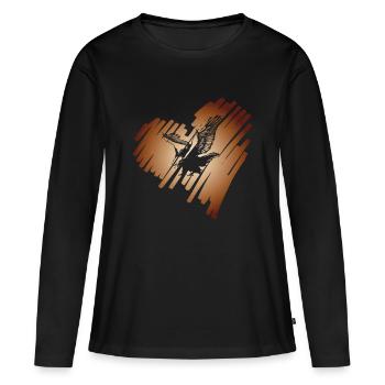 Coeur aigle aigle aigle de mer aigle - T-shirt manches longues Premium bio Femme - noir - Devant - Julia (174cm)