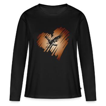 Heart with Eagle Golden Eagle Osprey White-tailed Eagle - Women's Premium Organic Long Sleeve Shirt - black - Front - Julia (174cm)