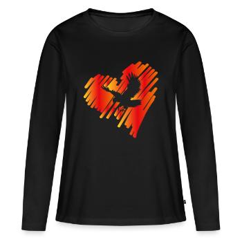 Coeur aigle aigle aigle de mer aigle - T-shirt manches longues Premium bio Femme - noir - Devant - Julia (174cm)
