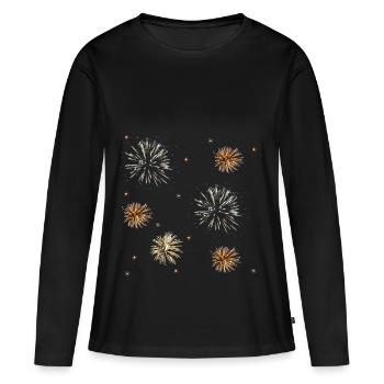 Feux d’artifice - T-shirt manches longues Premium bio Femme - noir - Devant - Julia (174cm)