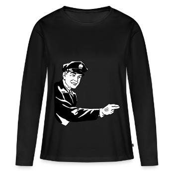 Policier - T-shirt manches longues Premium bio Femme - noir - Devant - Julia (174cm)