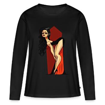 Vampire Pin-up - T-shirt manches longues Premium bio Femme - noir - Devant - Julia (174cm)
