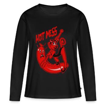 Hot Mess Cartoon Pinup - T-shirt manches longues Premium bio Femme - noir - Devant - Julia (174cm)