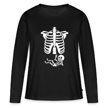 Chemise drôle de Halloween pour les femmes enceintes - T-shirt manches longues Premium bio Femme - noir - Devant - Julia (174cm)