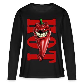Piment, legumes, homme, femme, enfant - T-shirt manches longues Premium bio Femme - noir - Devant - Julia (174cm)