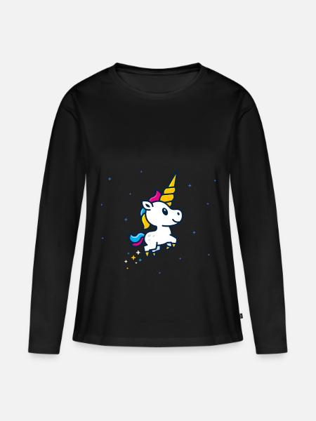 Einhorn Fohlen - Frauen Premium Bio Langarmshirt - Schwarz