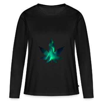 Feuille de cannabis cannabis cannabis cannabis hash - T-shirt manches longues Premium bio Femme - noir - Devant - Julia (174cm)
