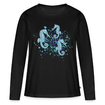 Hippocampe - T-shirt manches longues Premium bio Femme - noir - Devant - Julia (174cm)
