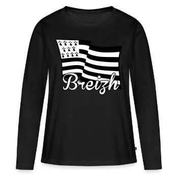 Bretagne Breizh drapeau - T-shirt manches longues Premium bio Femme - noir - Devant - Julia (174cm)