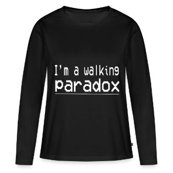 Citation d’un t-shirt – Je suis un paradoxe ambulant - T-shirt manches longues Premium bio Femme - noir - Devant - Julia (174cm)