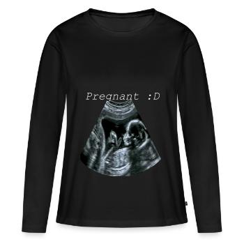 Je suis enceinte - T-shirt manches longues Premium bio Femme - noir - Devant - Julia (174cm)