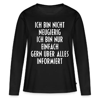Idées de conseils curieux cadeau idée cadeau - T-shirt manches longues Premium bio Femme - noir - Devant - Julia (174cm)