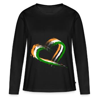 Drapeau de brosse coeur Inde Design Nouveau drapeau de vecteur - T-shirt manches longues Premium bio Femme - noir - Devant - Julia (174cm)