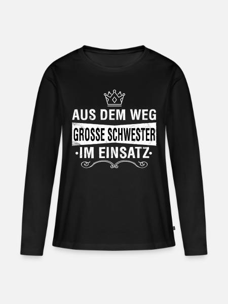 GROSSE SCHWESTER - Frauen Premium Bio Langarmshirt - Schwarz