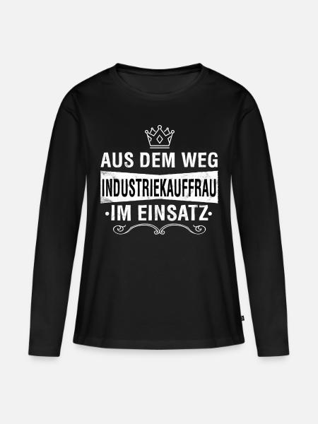 INDUSTRIEKAUFFRAU - Frauen Premium Bio Langarmshirt - Schwarz