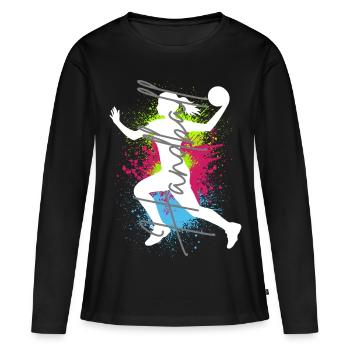 Handballerin Handball Frau Sport Handballspielerin - Frauen Premium Bio Langarmshirt - Schwarz - Vorne - Julia (174cm)